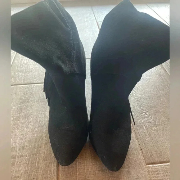 Black Fringe Booties - Picture 2 of 9